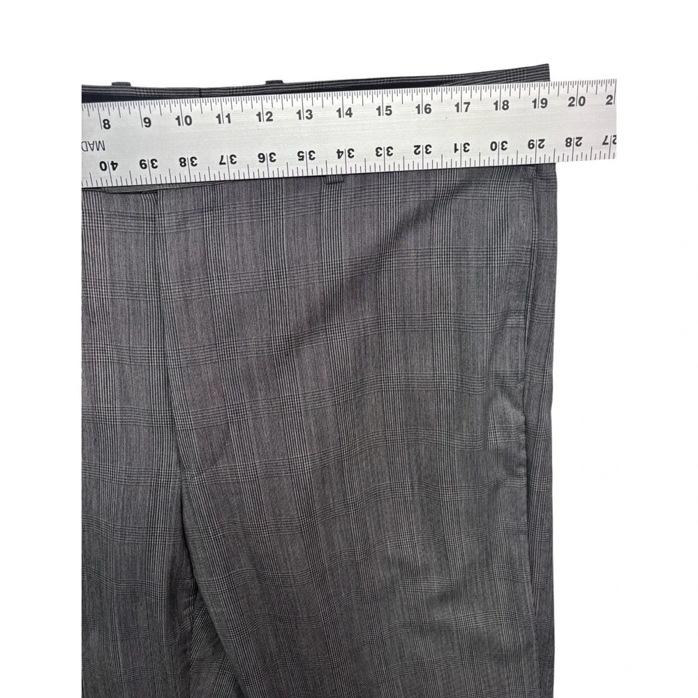 Joseph Abboud 44L 38x34 Gray Glen Plaid 2pc Pant Suit 100% Wool Flat Front USA